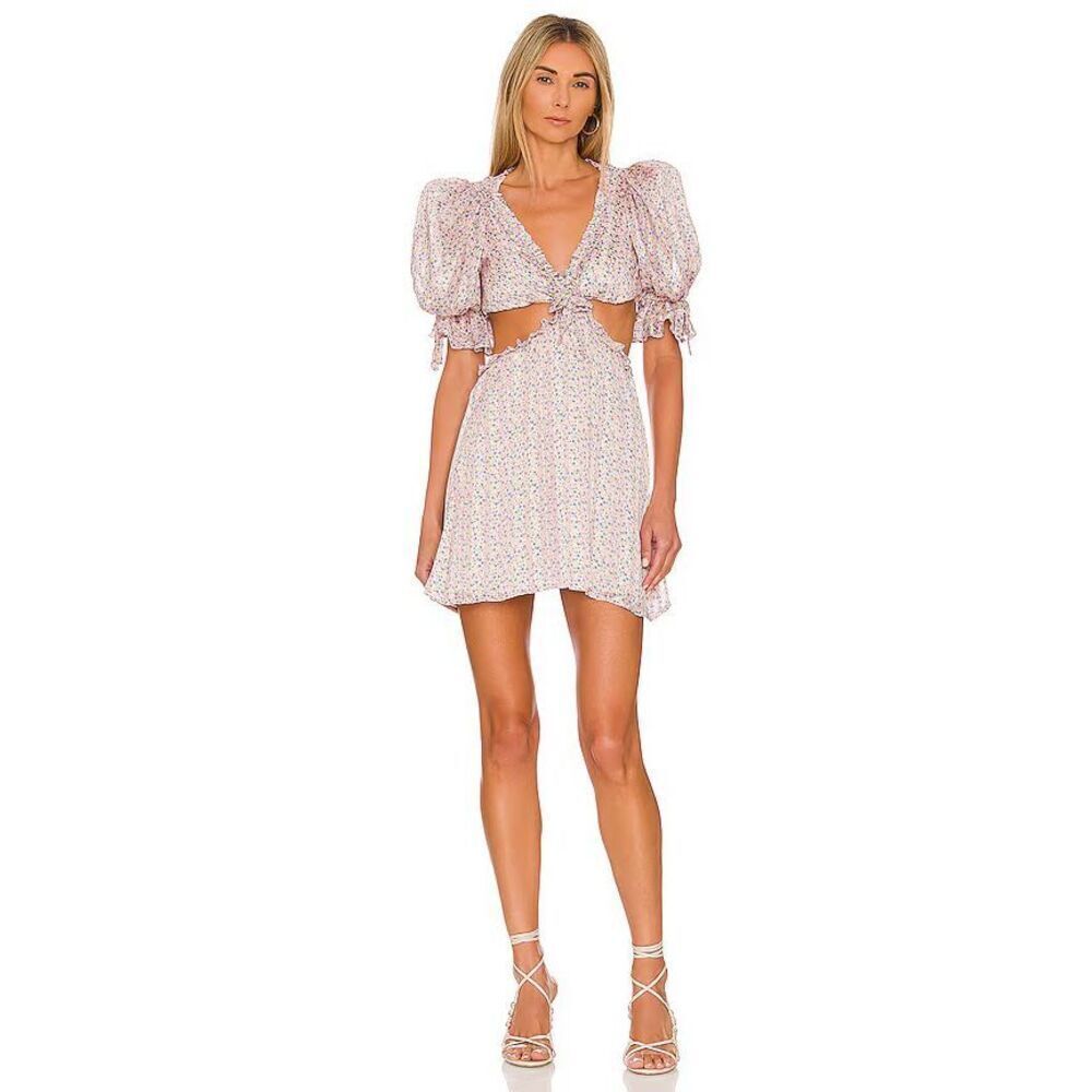 NWT For Love & Lemons Phoebe Floral Cutout Minj Dress Size Small
